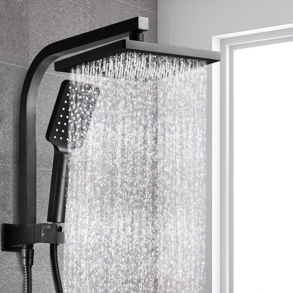 8'' Rain Shower Head Set | Handheld | Square | High Pressure | Black