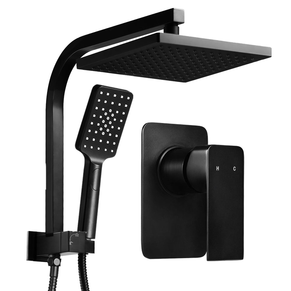 8'' Rain Shower Head Set | Handheld Round High Pressure | Mixer Tap | Black