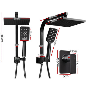 8'' Rain Shower Head Set | Handheld Round High Pressure | Mixer Tap | Black