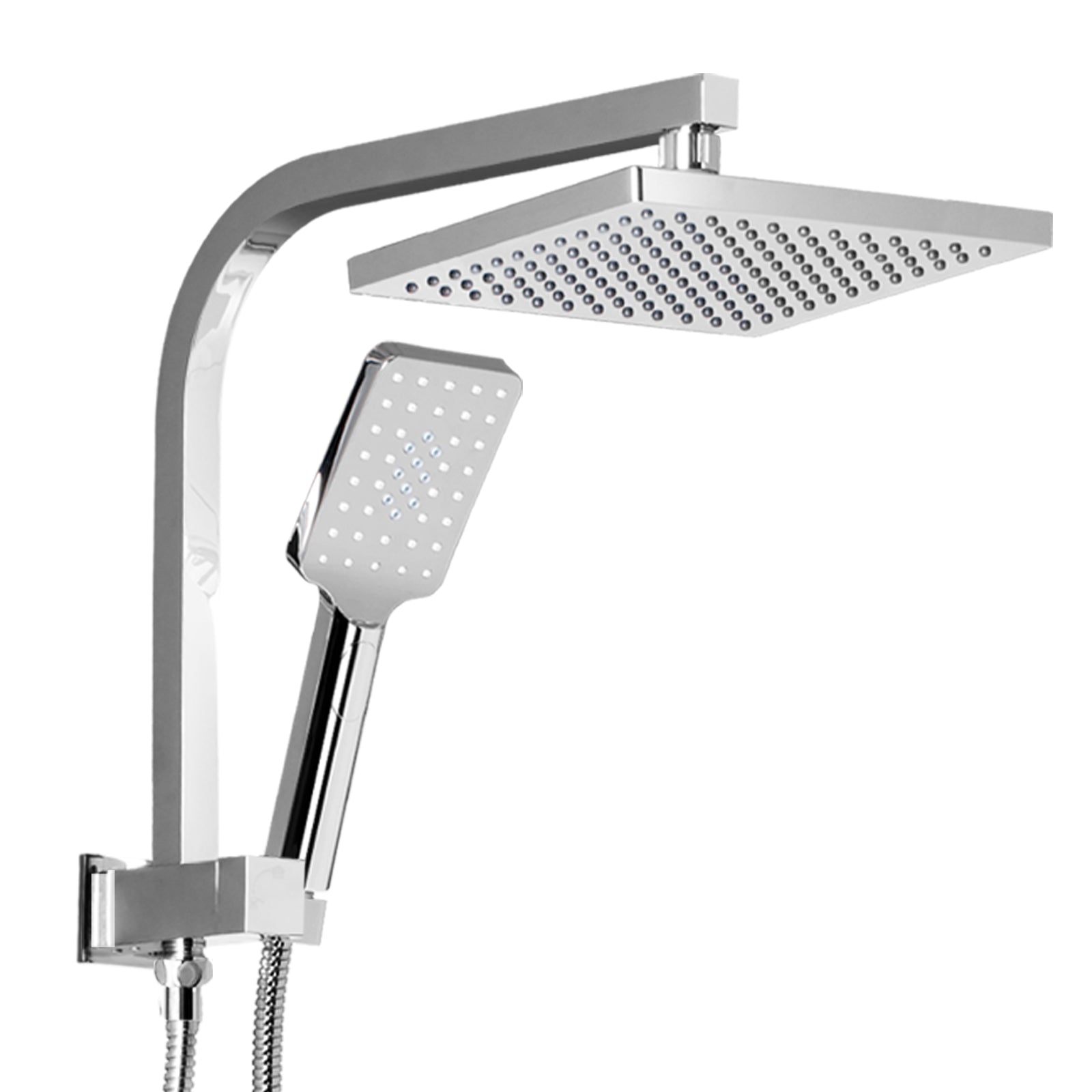 8'' Rain Shower Head Set | Handheld | Square | High Pressure | Chrome