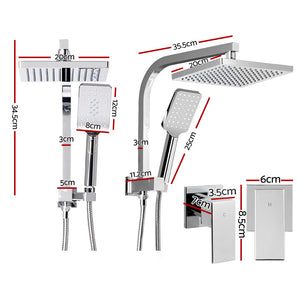 8'' Rain Shower Head Set | Handheld Round High Pressure | Twins Tap | Chrome