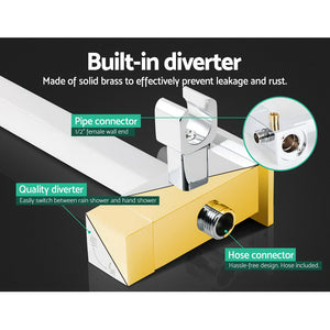 8'' Rain Shower Head Set | Handheld Round High Pressure | Twins Tap | Chrome
