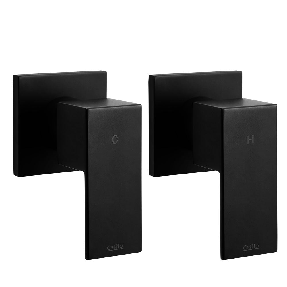 Shower Twins Tap | Wall Bath Taps | Brass | Hot Cold | Basin | Bathroom | Black