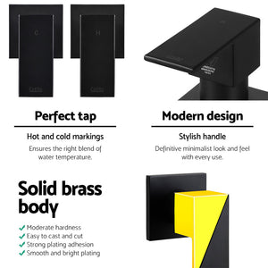 Shower Twins Tap | Wall Bath Taps | Brass | Hot Cold | Basin | Bathroom | Black