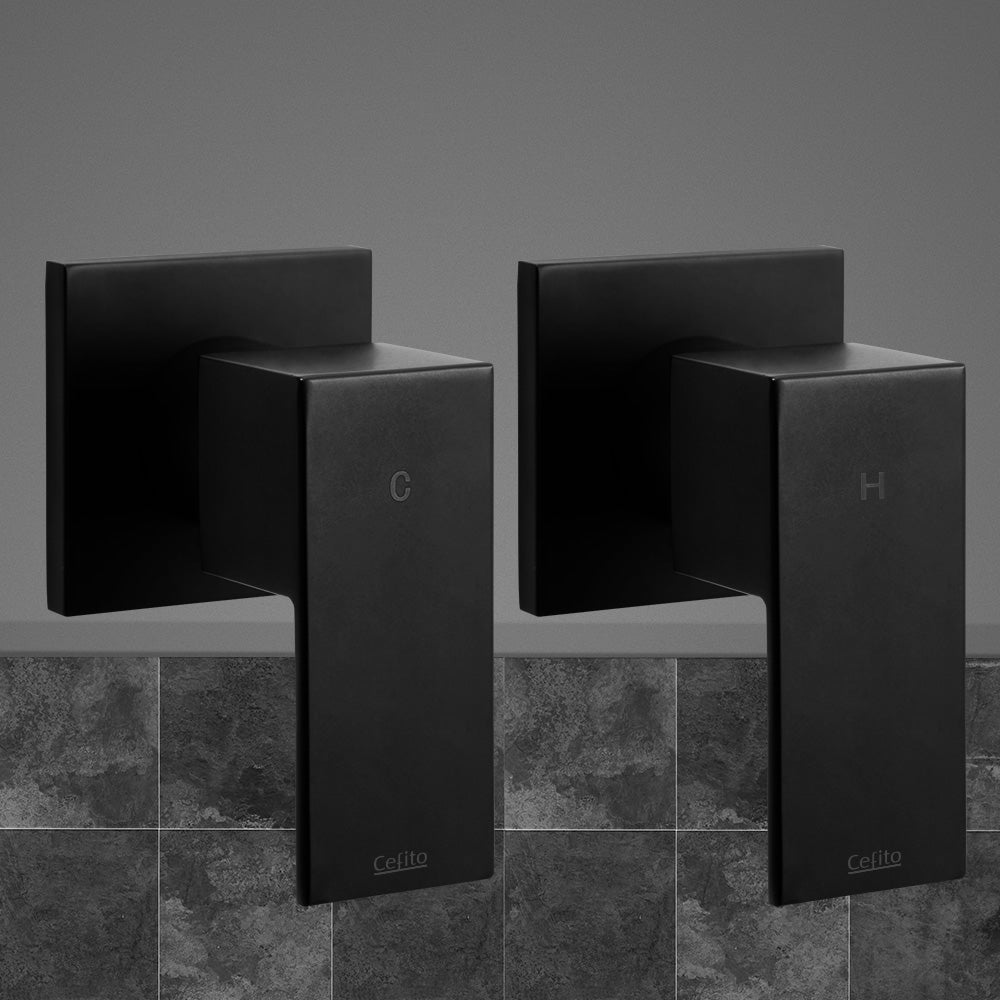 Shower Twins Tap | Wall Bath Taps | Brass | Hot Cold | Basin | Bathroom | Black