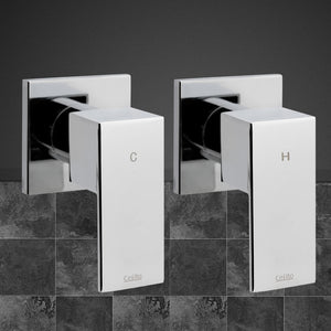 Shower Twins Tap | Wall Bath Taps | Brass | Hot Cold | Basin | Bathroom | Chrome