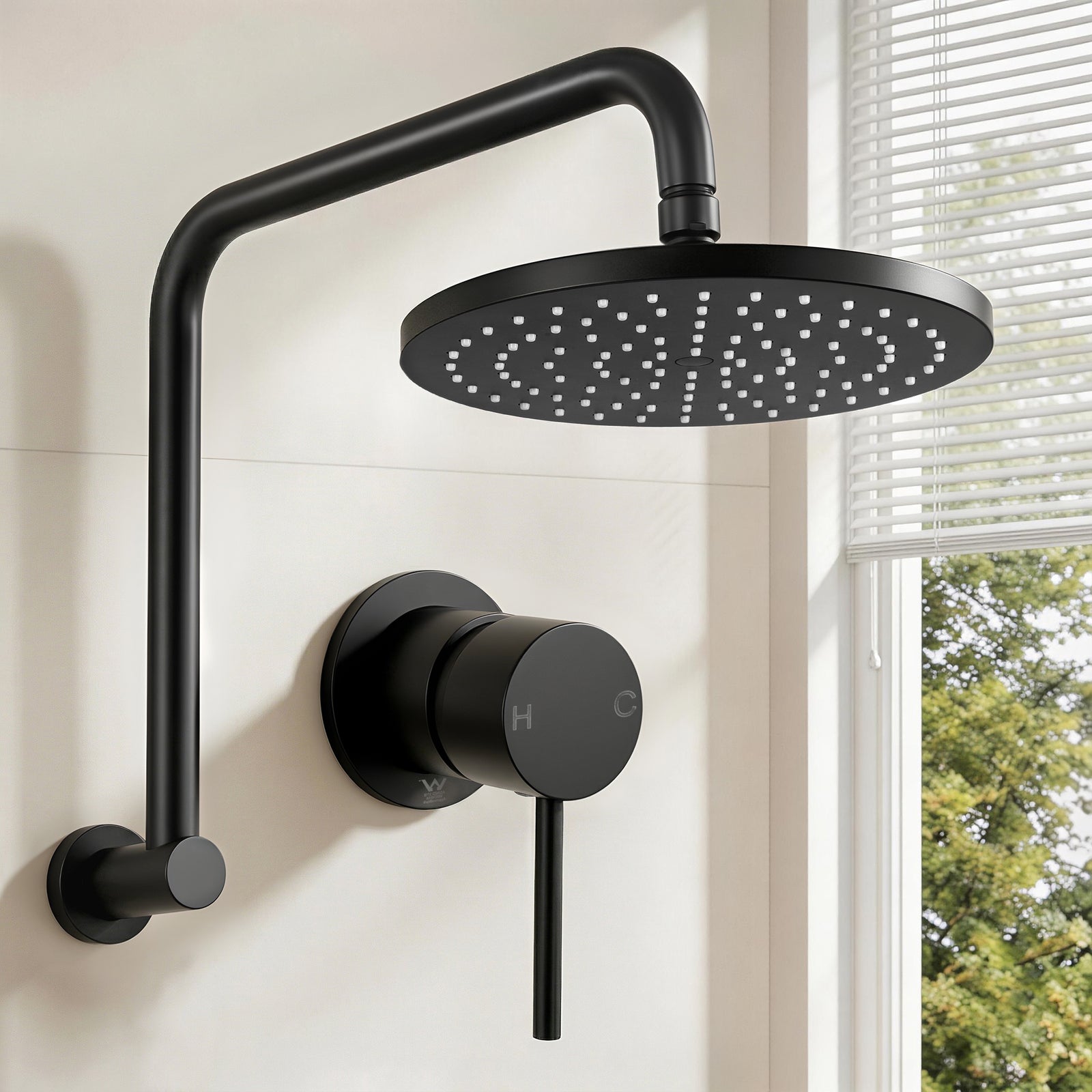 Rain Shower Head | 9 Inch Overhead Swivel Shower with Wall Mixer