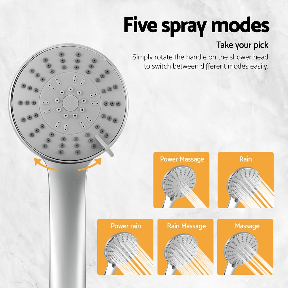 Handheld Shower Head | 4.5" | High Pressure | 5 Modes | Powerful | Round | Chrome