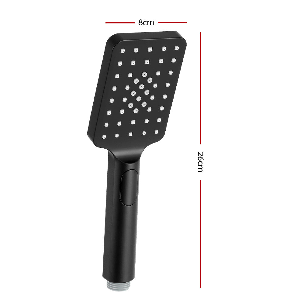 Handheld Shower Head | 3.1" | High Pressure | 3 Spray Modes | Square | Black