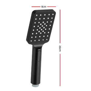 Handheld Shower Head | 3.1" | High Pressure | 3 Spray Modes | Square | Black