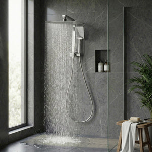 12" Rain Shower Head Set with 3-Mode Handheld Brass High Pressure WELS Chrome