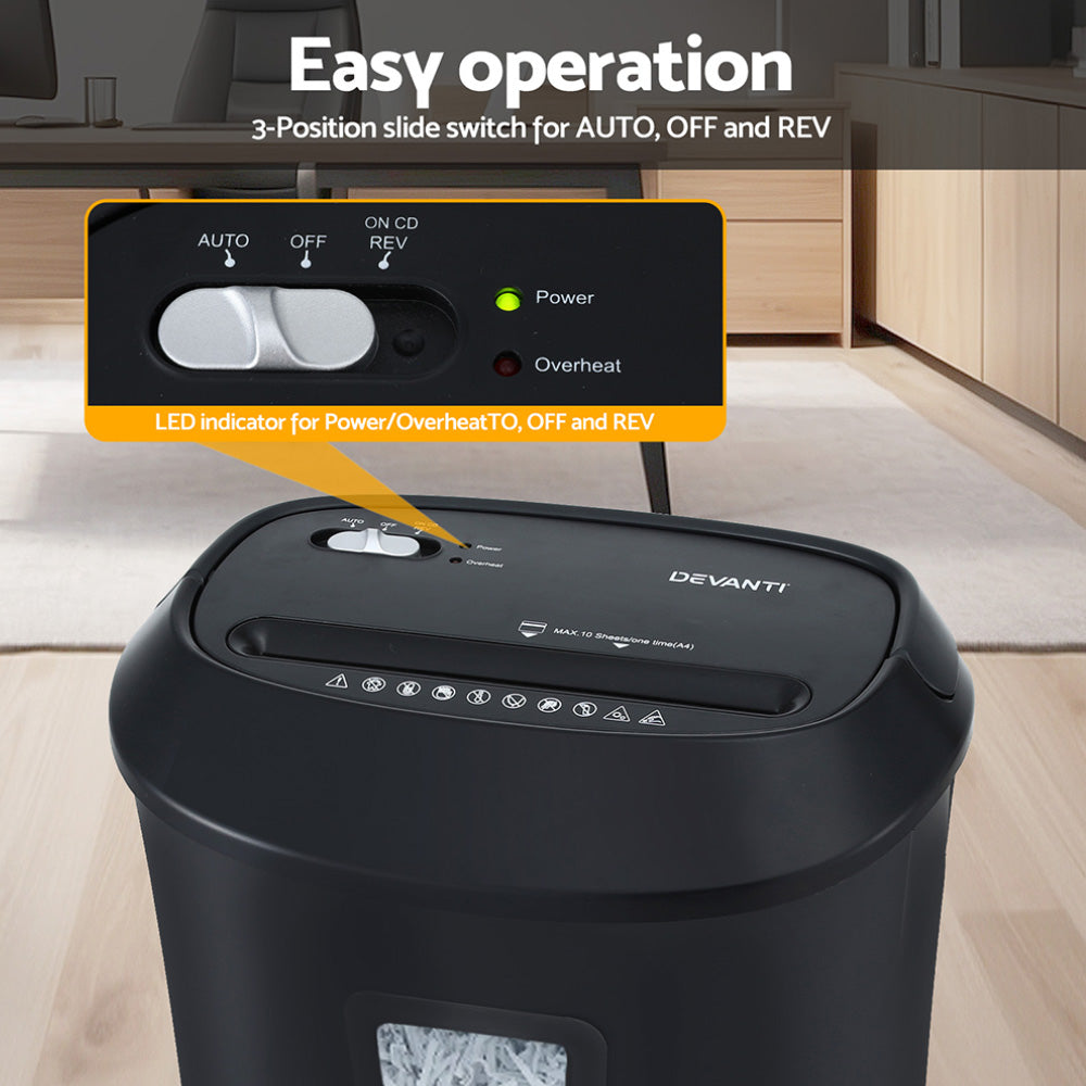 Electric Paper Shredder | Cross-Cut | 10-Sheet | Home Office