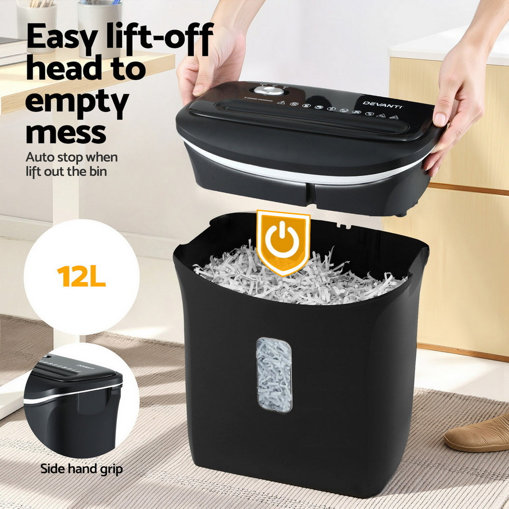 Cross-Cut Shredder | 12L Bin | 8-Sheet | Paper + Credit Card