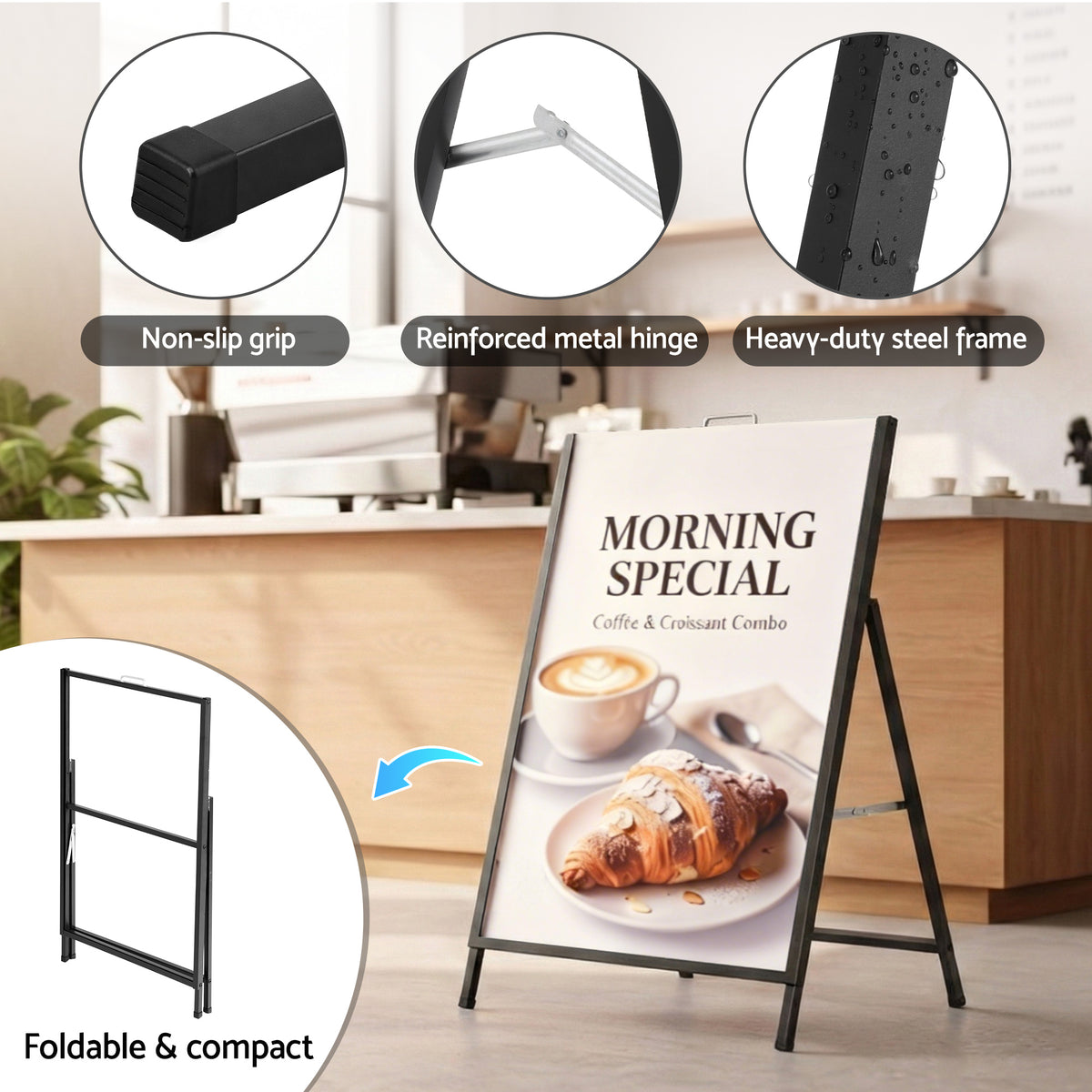 A1 A-Frame Sign Stand | Single Sided Poster Display | Outdoor | 60x90cm