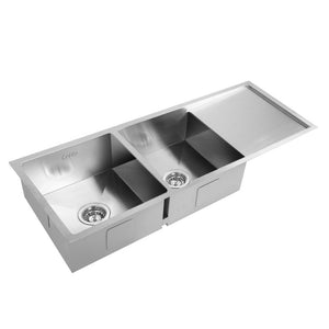 Cefito | Kitchen Sink | 111X45CM | Stainless Steel Basin | Double Bowl | Silver