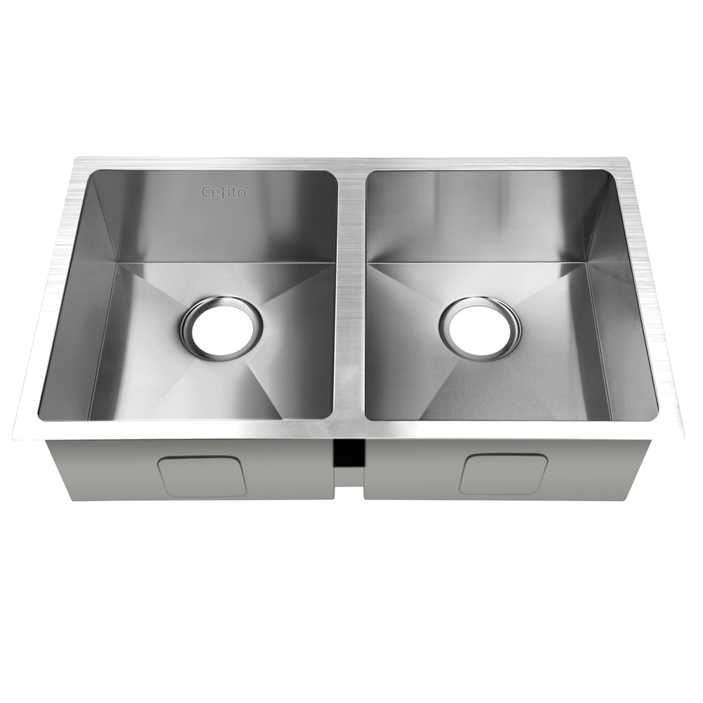 Cefito | Kitchen Sink | 77X45CM | Stainless Steel Basin | Double Bowl | Silver