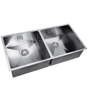 Cefito | Kitchen Sink | 86X44CM | Stainless Steel Basin | Double Bowl | Silver