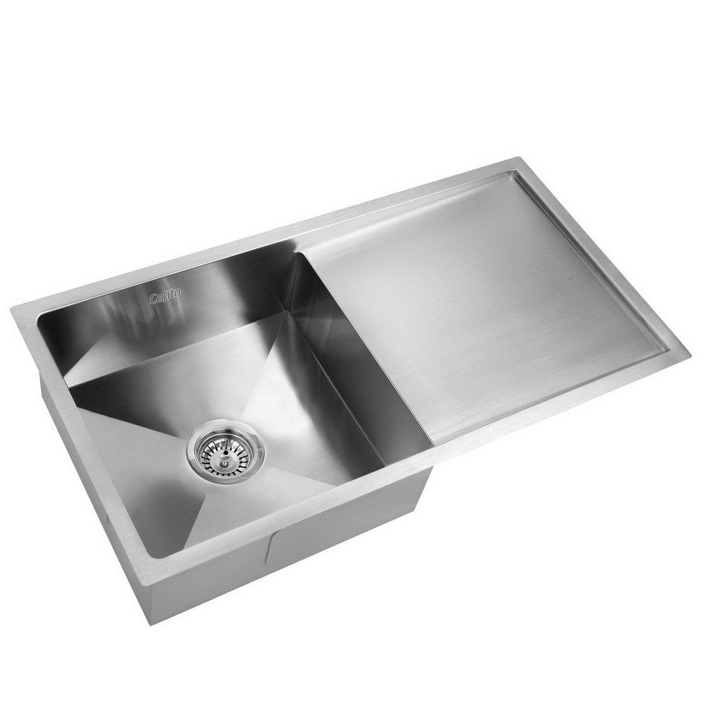 Cefito | Kitchen Sink | 87X45CM | Stainless Steel Basin | Single Bowl | Silver