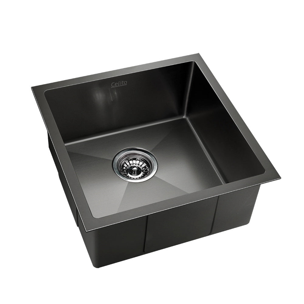 Cefito | Kitchen Sink | 51X45CM | Stainless Steel Basin | Single Bowl | Black