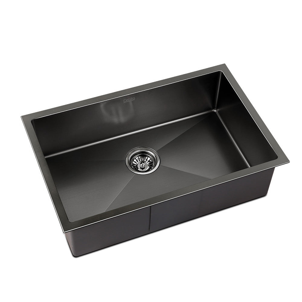 Cefito Kitchen Sink | 70X45CM | Stainless Steel Basin | Single Bowl | Black