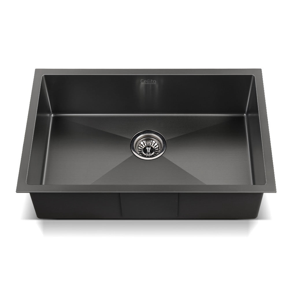 Cefito Kitchen Sink | 70X45CM | Stainless Steel Basin | Single Bowl | Black