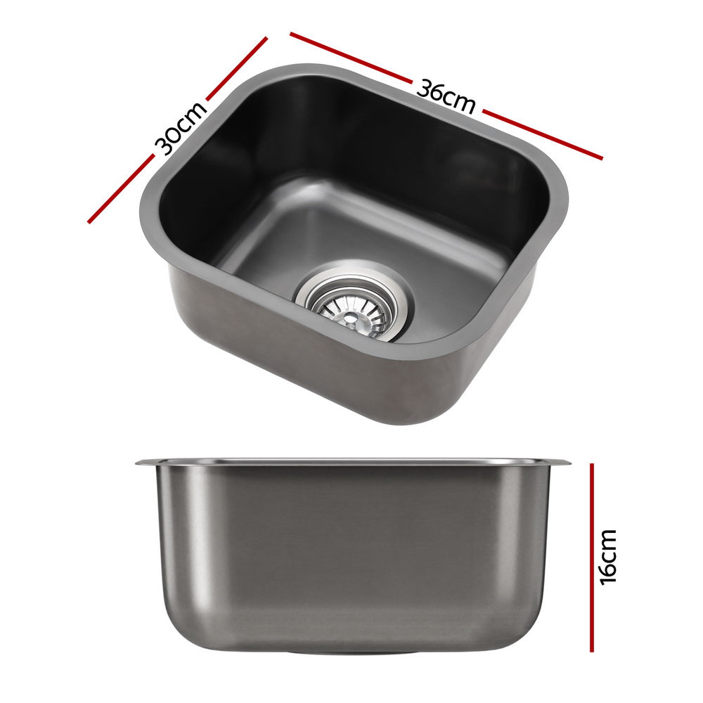 Cefito | Kitchen Sink | 30X36CM | Stainless Steel Nano Basin | Single Bowl | Black Finish
