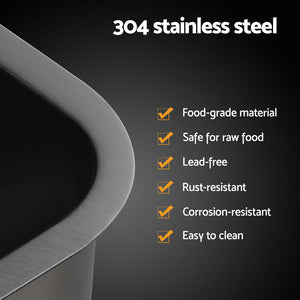 Cefito | Kitchen Sink | 30X36CM | Stainless Steel Nano Basin | Single Bowl | Black Finish
