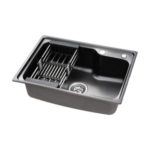 Cefito | Kitchen Sink | 61X43CM | Stainless Steel Basin | Single Bowl | Black | With Drain Basket