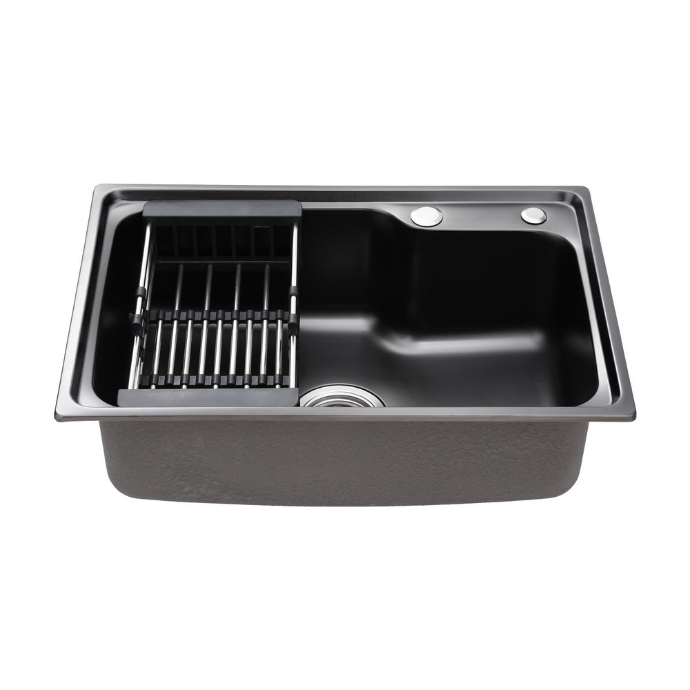 Cefito | Kitchen Sink | 61X43CM | Stainless Steel Basin | Single Bowl | Black | With Drain Basket
