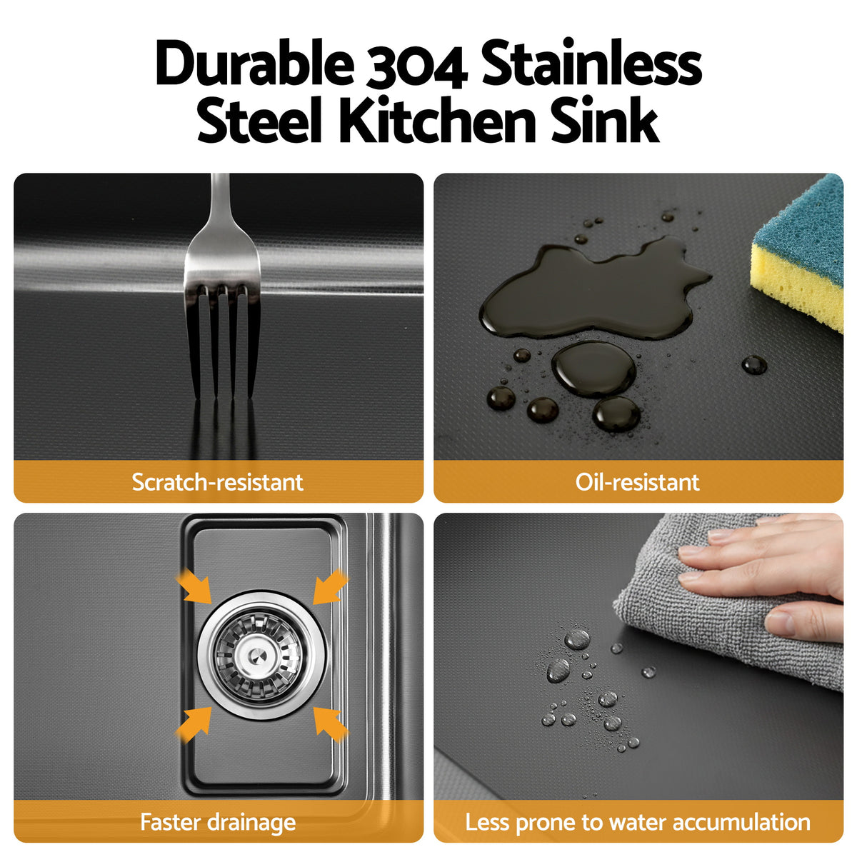 304 Stainless Steel Kitchen Sink | Bar Sink | Millet Grain Finish