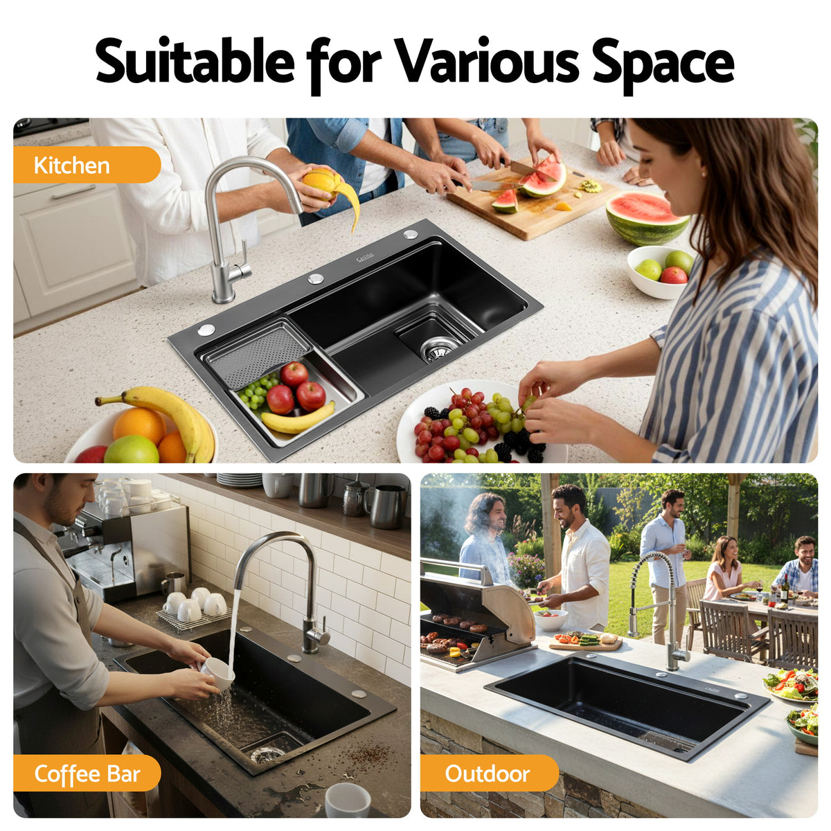304 Stainless Steel Kitchen Sink | Bar Sink | Millet Grain Finish