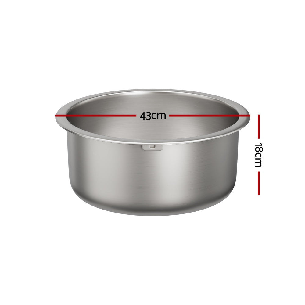Cefito | Kitchen Sink | 43cm Round | Stainless Steel Basin | Single Bowl | Silver Finish