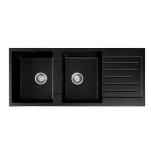 Granite Kitchen Sink | 116x50cm | Double Bowl | Black