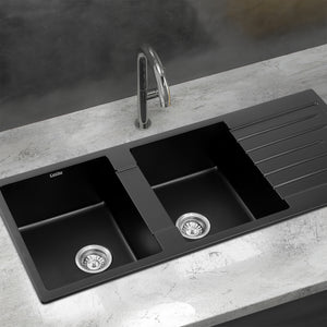 Granite Kitchen Sink | 116x50cm | Double Bowl | Black