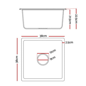 Granite Kitchen Sink | 38x38cm | Single Bowl | Black
