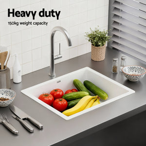 Granite Stone Sink | 38x38cm | Single Bowl | White