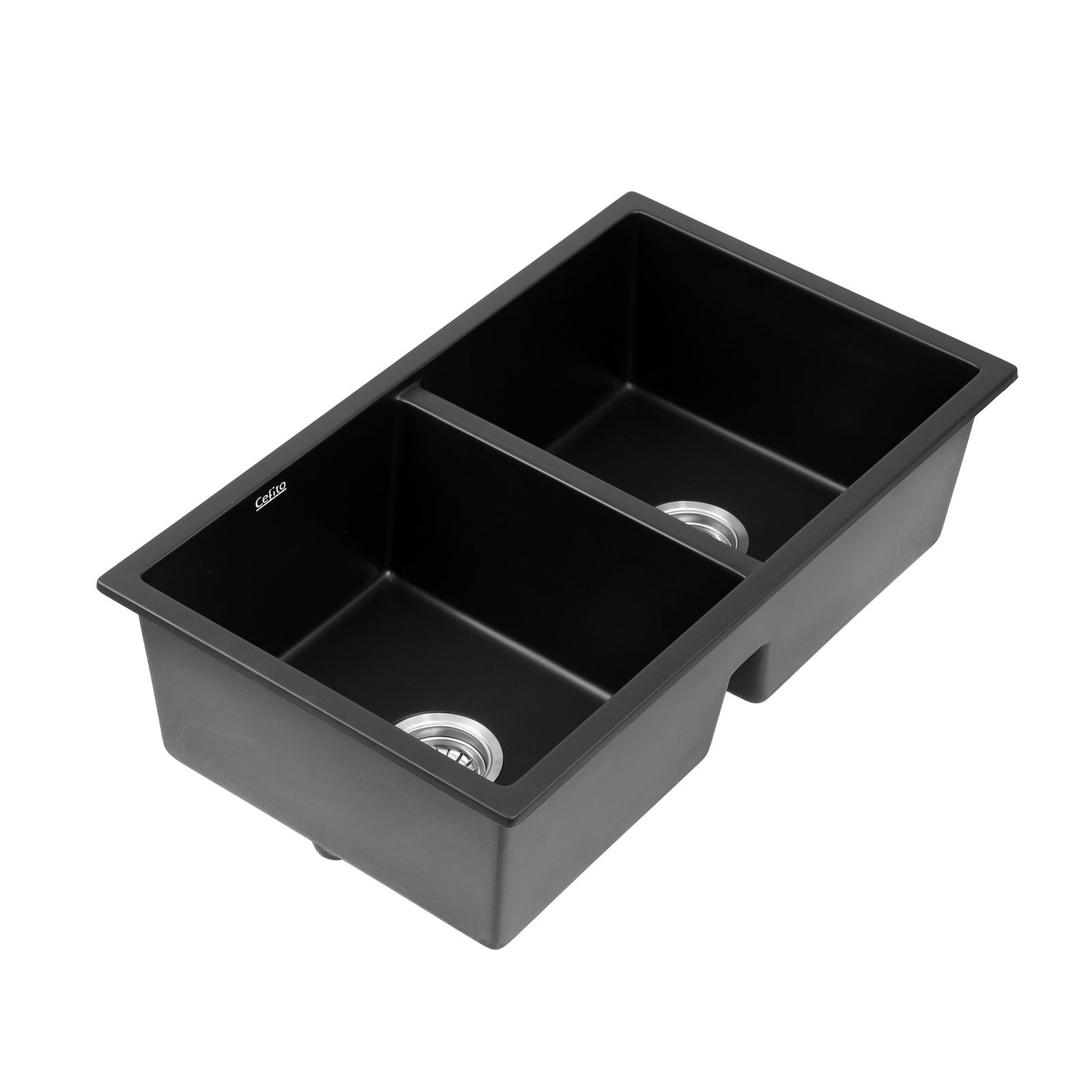 Granite Kitchen Sink | 77x45cm | Double Bowl | Black
