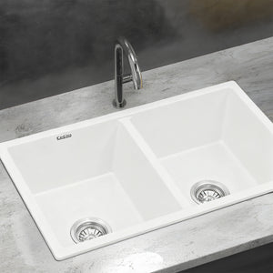 Granite Stone Sink | 77x45cm | Double Bowl | White