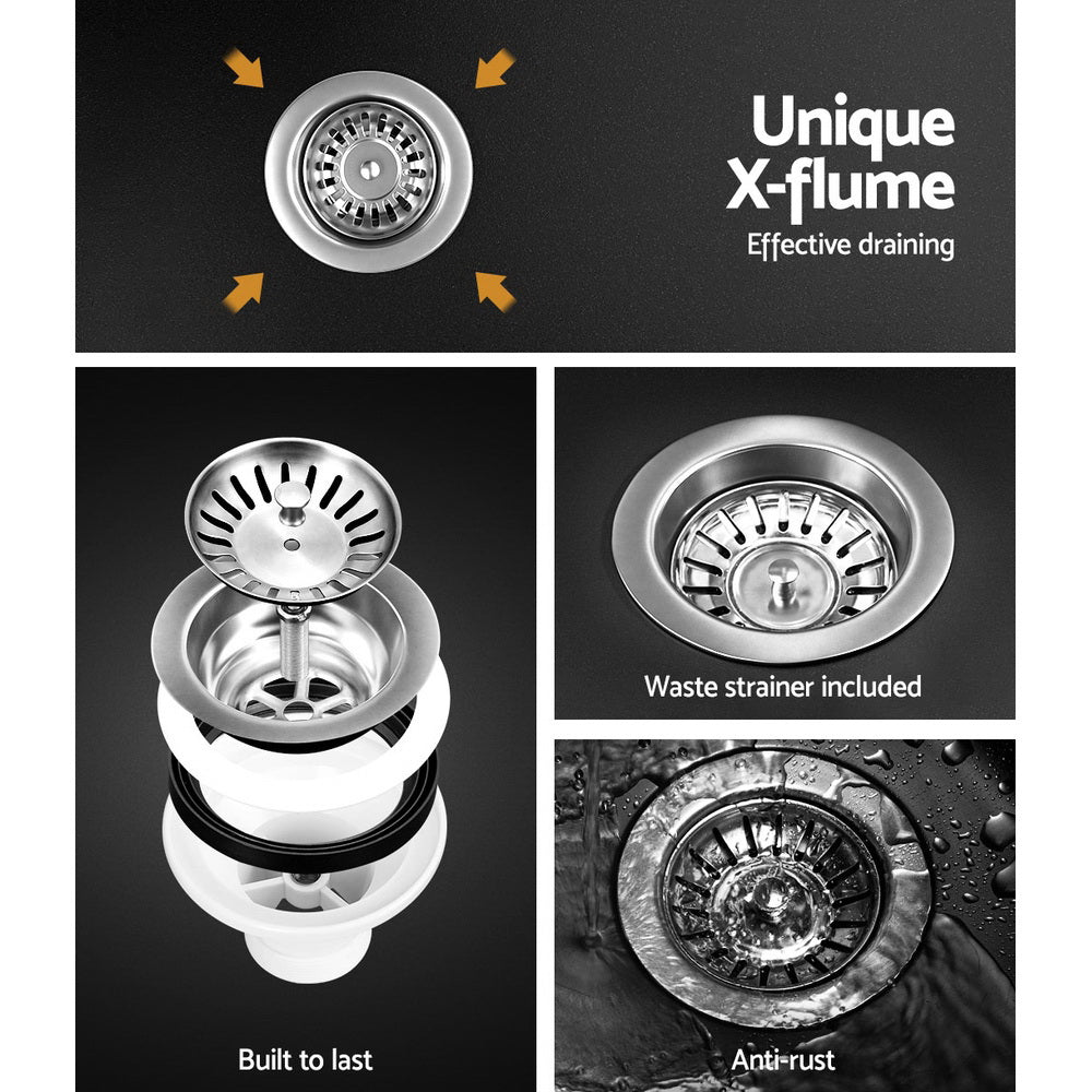 Cefito | Kitchen Sink | Stone Sink | Granite Laundry Basin | Double Bowl | 116x49cm | Black