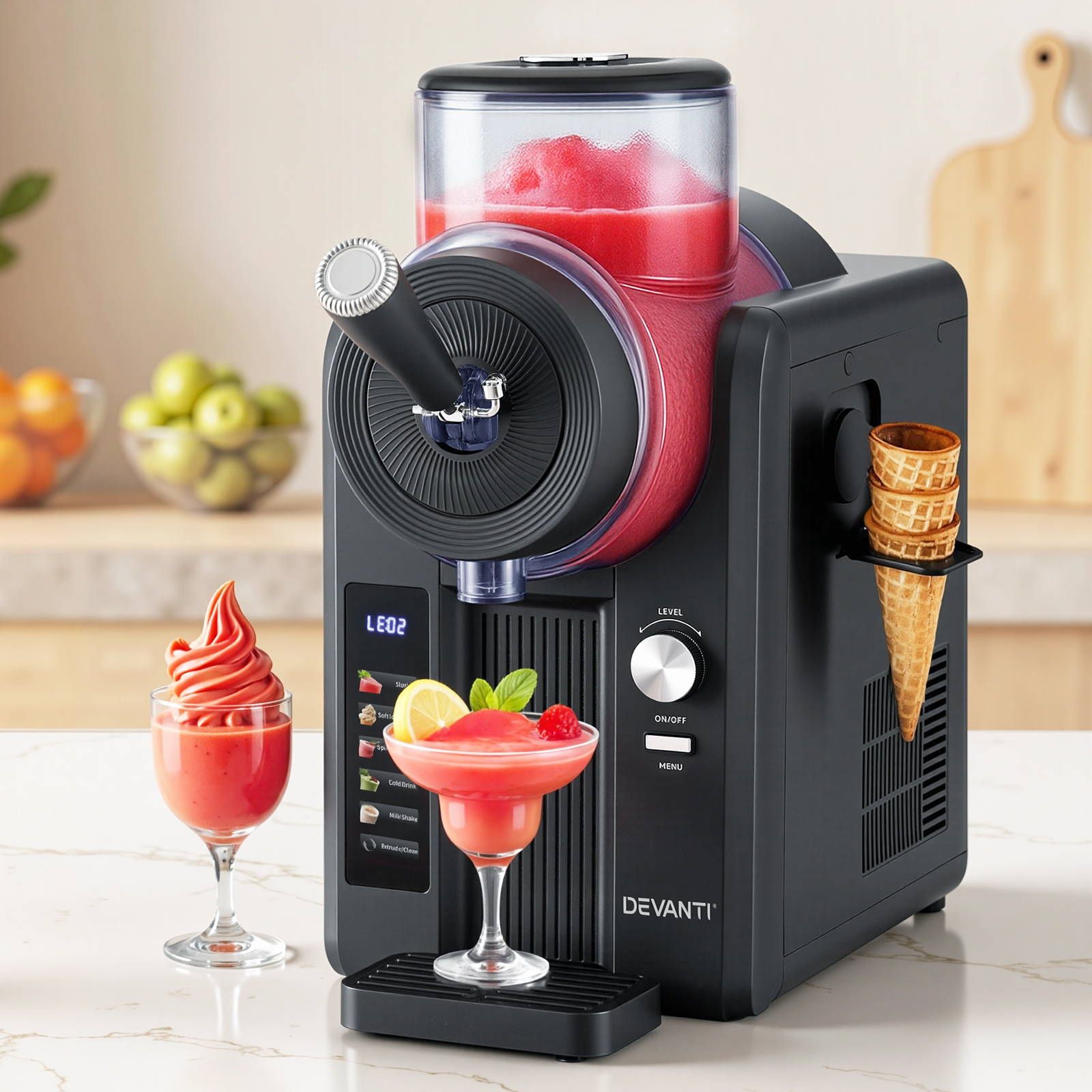 Devanti Slushie Machine 2L | Ice Cream, Smoothie & Milkshake Maker | Black
