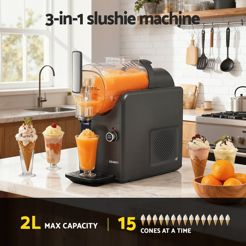 5-in-1 Slushie Machine | 2L | Ice Cream & Frozen Drinks Maker | Grey