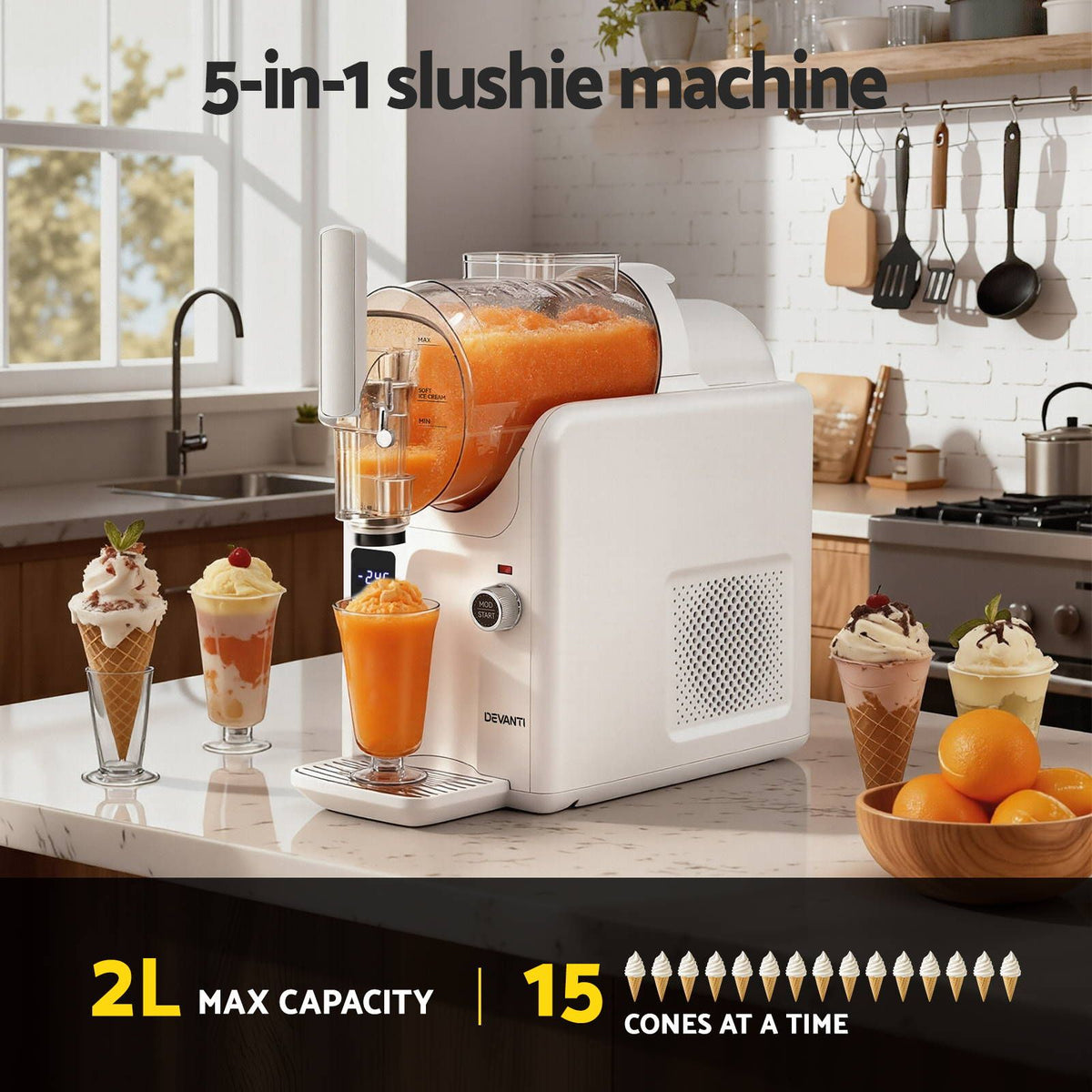 5-in-1 Frozen Drinks Maker | 2L | Slushie + Ice Cream | White