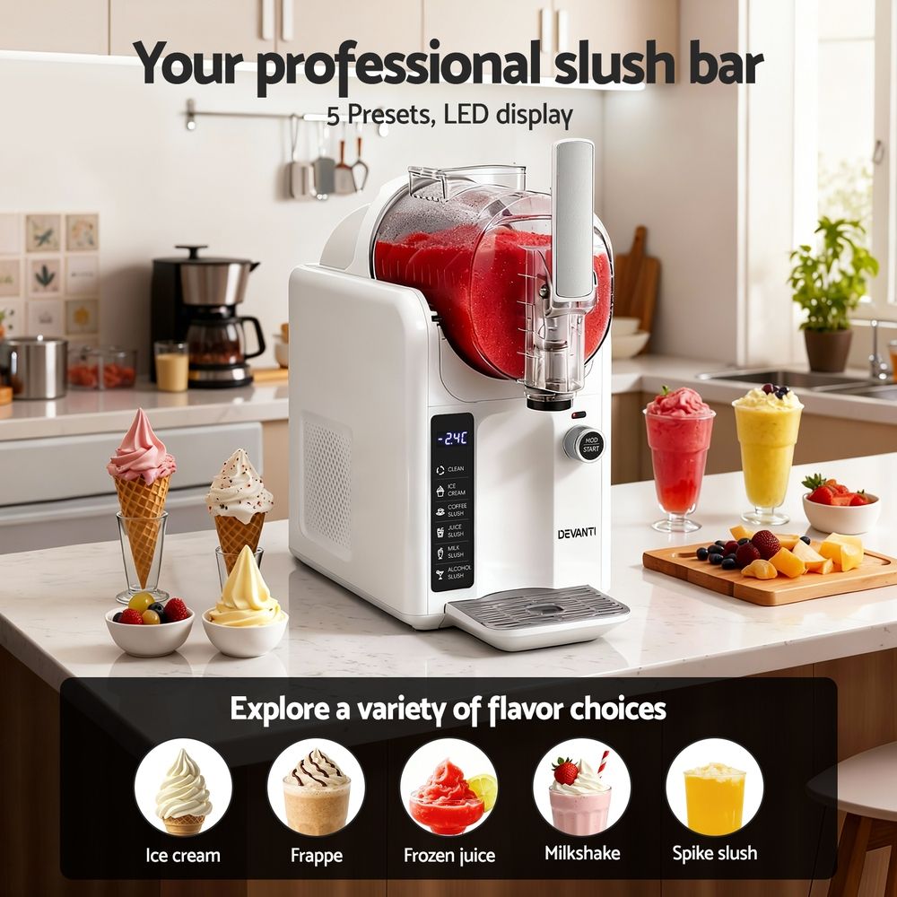 5-in-1 Frozen Drinks Maker | 2L | Slushie + Ice Cream | White