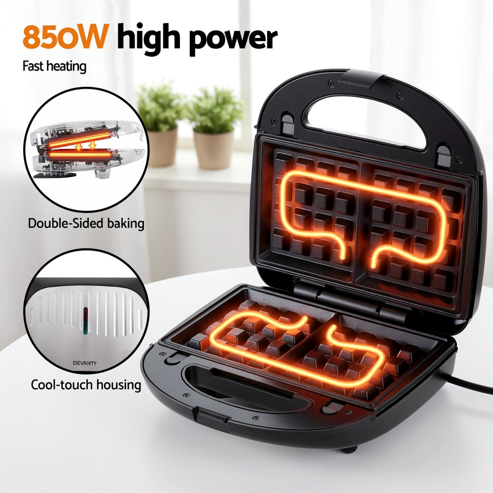 Sandwich Press | 3-in-1 | Waffle + Panini + Grill | 850W