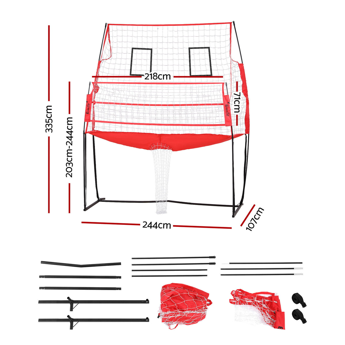Portable Volleyball Training Net | 8ft | Adjustable Height | Ball + Carry Bag (Version B)