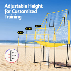 Freestanding Volleyball Net | 8ft | Adjustable Height | Includes Ball + Bag (Version A)
