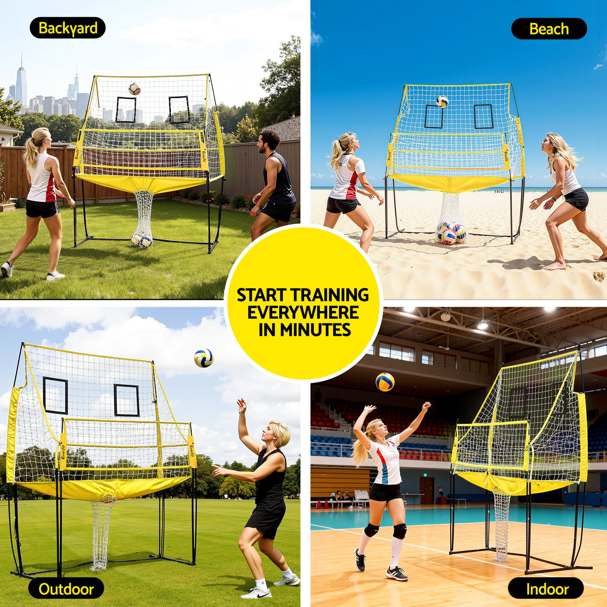 Freestanding Volleyball Net | 8ft | Adjustable Height | Includes Ball + Bag (Version A)
