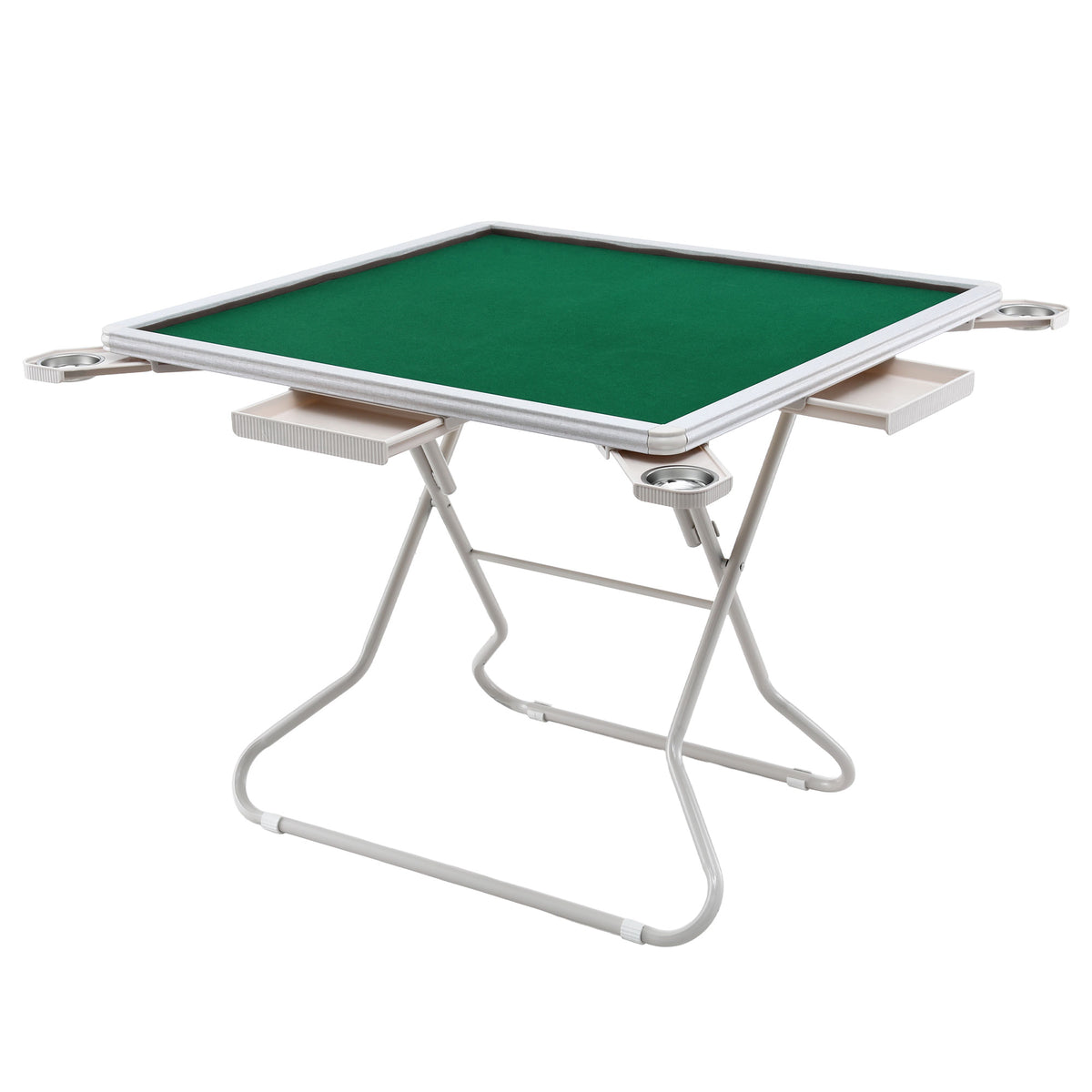 Folding Mahjong Table | 4 Drawers + Cup Holders | Green