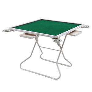 Folding Mahjong Table | 4 Drawers + Cup Holders | Green