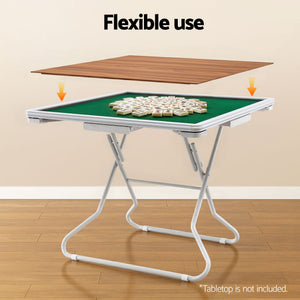 Folding Mahjong Table | 4 Drawers + Cup Holders | Green